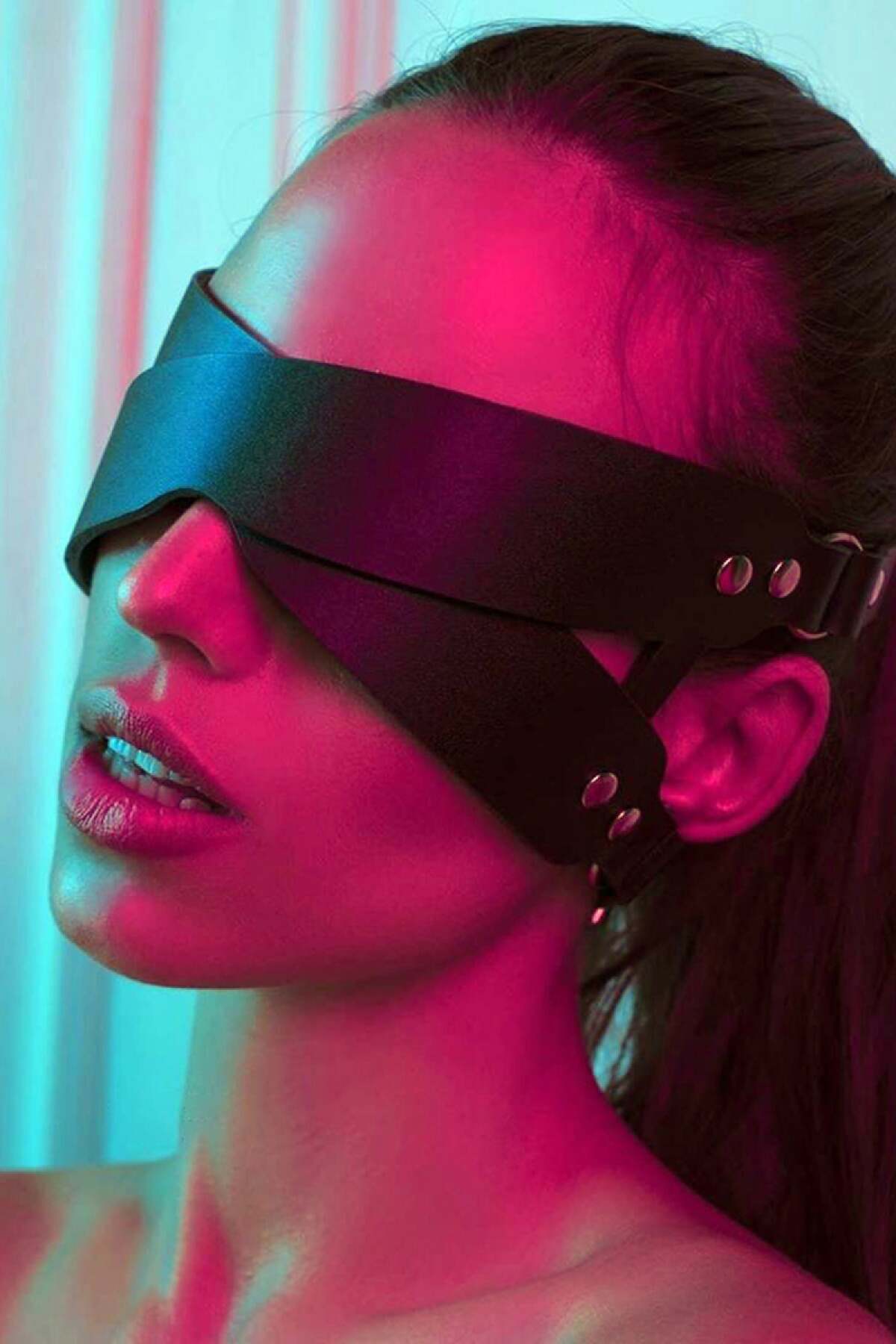 Blindfold Sensory Eye Mask for Boudoir & Play, Roleplay Blindfold with Buckle Strap