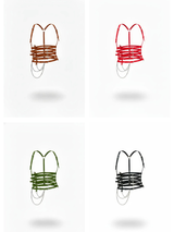 Five-Row Underbust Corset Harness With Chain Fringe: Faux Leather, Adjustable Straps