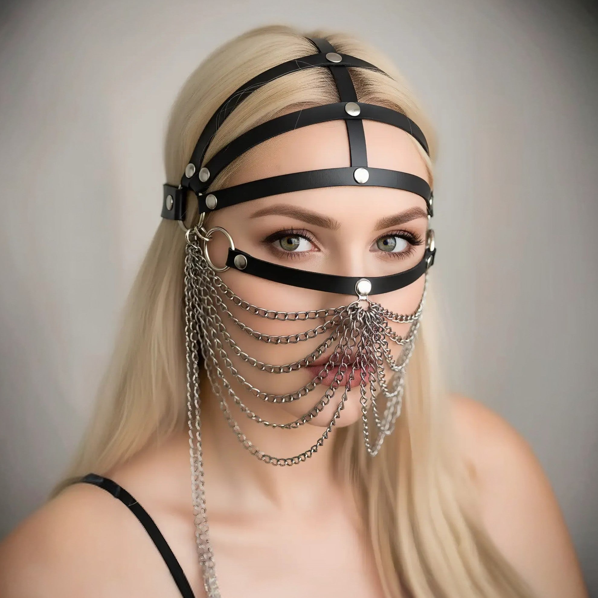 Lattice Chain Facepiece, Noir Chain Visage