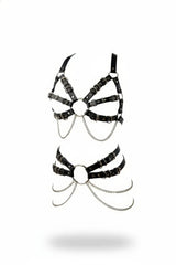 O-Ring Chain Harness & Waist Belt, Sculpted Chest Harness, Bustier Top with Straps, Plus Size