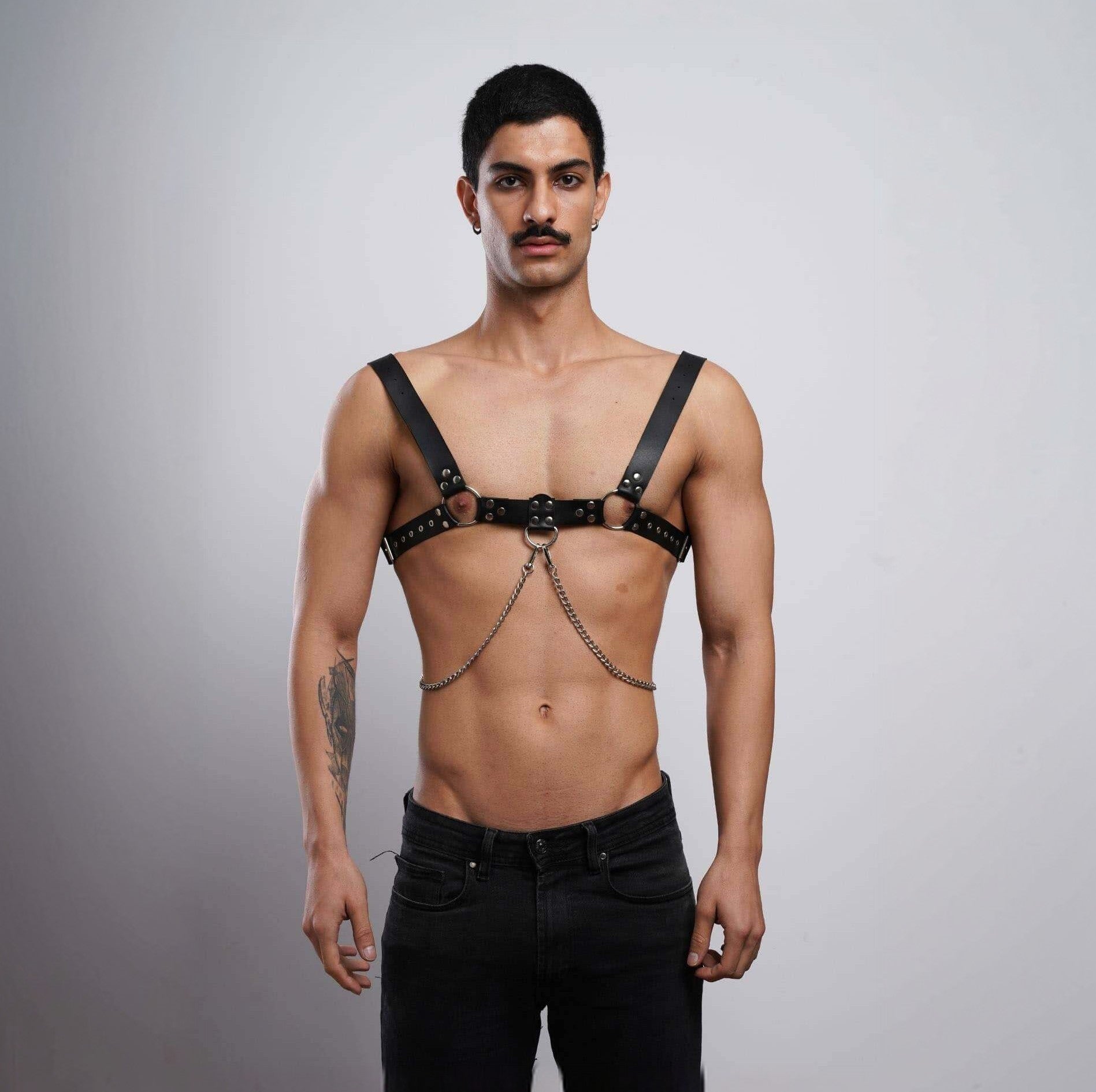 Adjustable Men’s Leather Chest Harness, Performance & Clubwear Body Accessory
