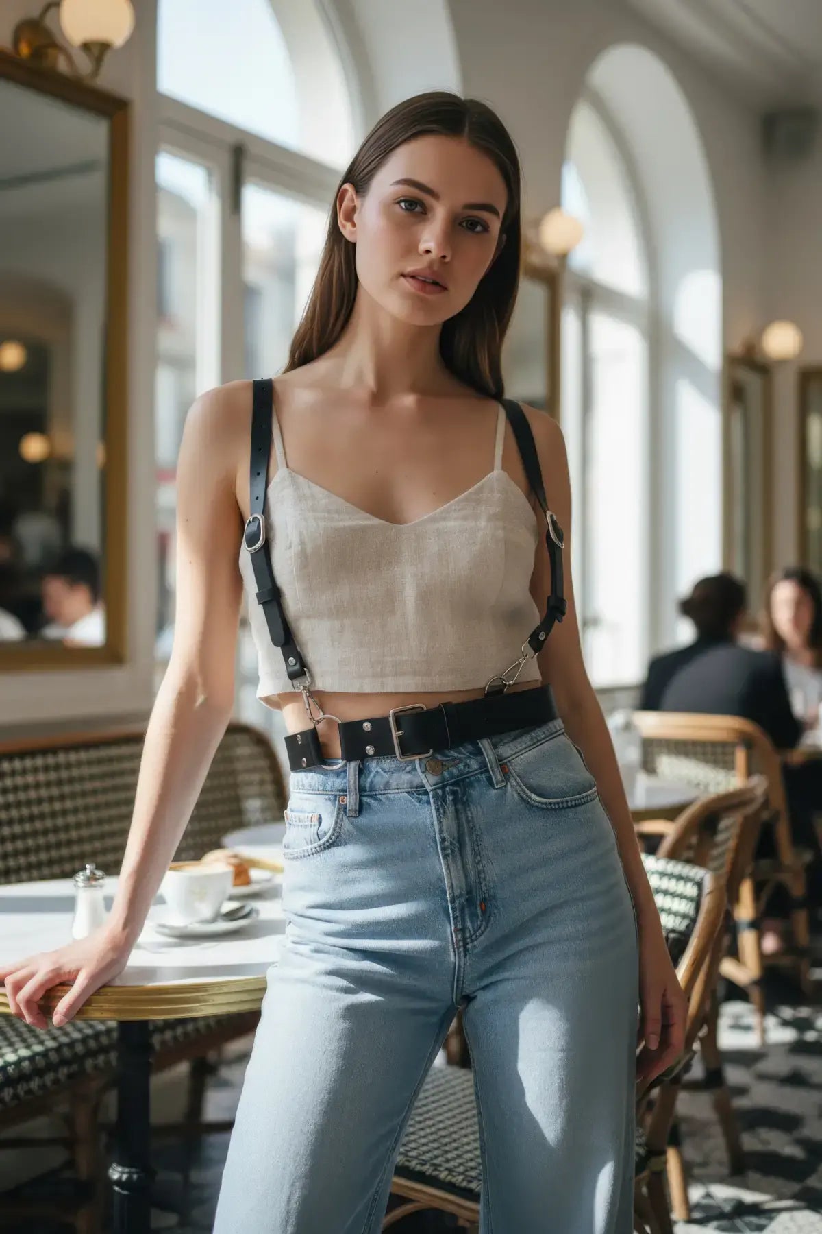 Adjustable Leather Shoulder Strap & Waist Belt