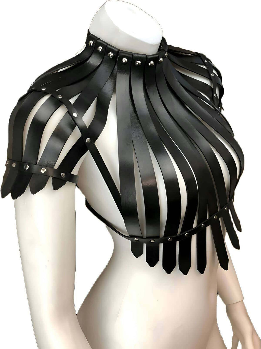 Adjustable Leather Chest & Shoulder Harness, Noir Cage Corset Top