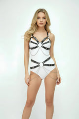O-Ring Chain Harness & Waist Belt, Sculpted Chest Harness, Bustier Top with Straps, Plus Size