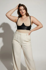 Adjustable Underbust Harness Top: Faux Leather Shoulder-Strap Corset Style