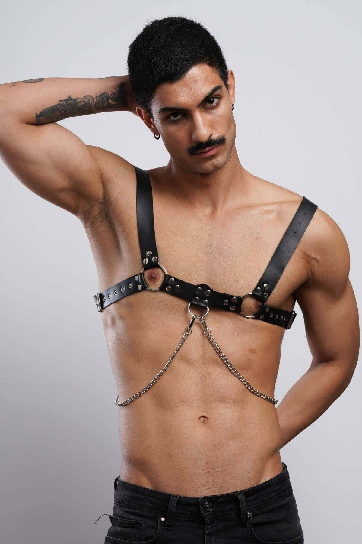 Adjustable Men’s Leather Chest Harness, Performance & Clubwear Body Accessory