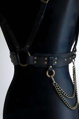 Chain-Detail Waist & Shoulder Harness: Faux Leather, Multi Sizes