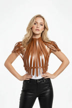 Adjustable Leather Chest & Shoulder Harness, Noir Cage Corset Top