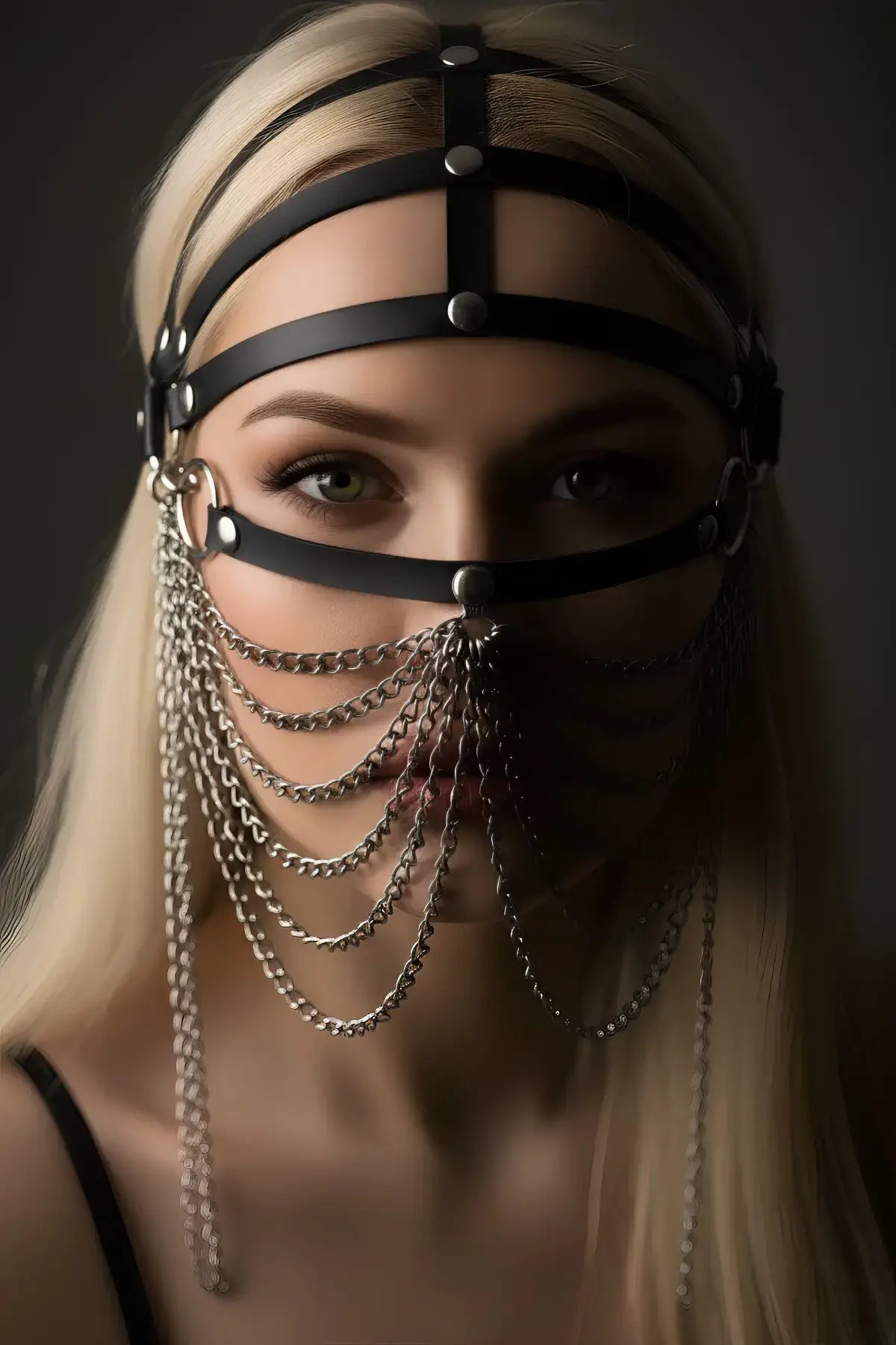 Lattice Chain Facepiece, Noir Chain Visage