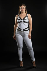 O-Ring Chain Harness & Waist Belt, Sculpted Chest Harness, Bustier Top with Straps, Plus Size
