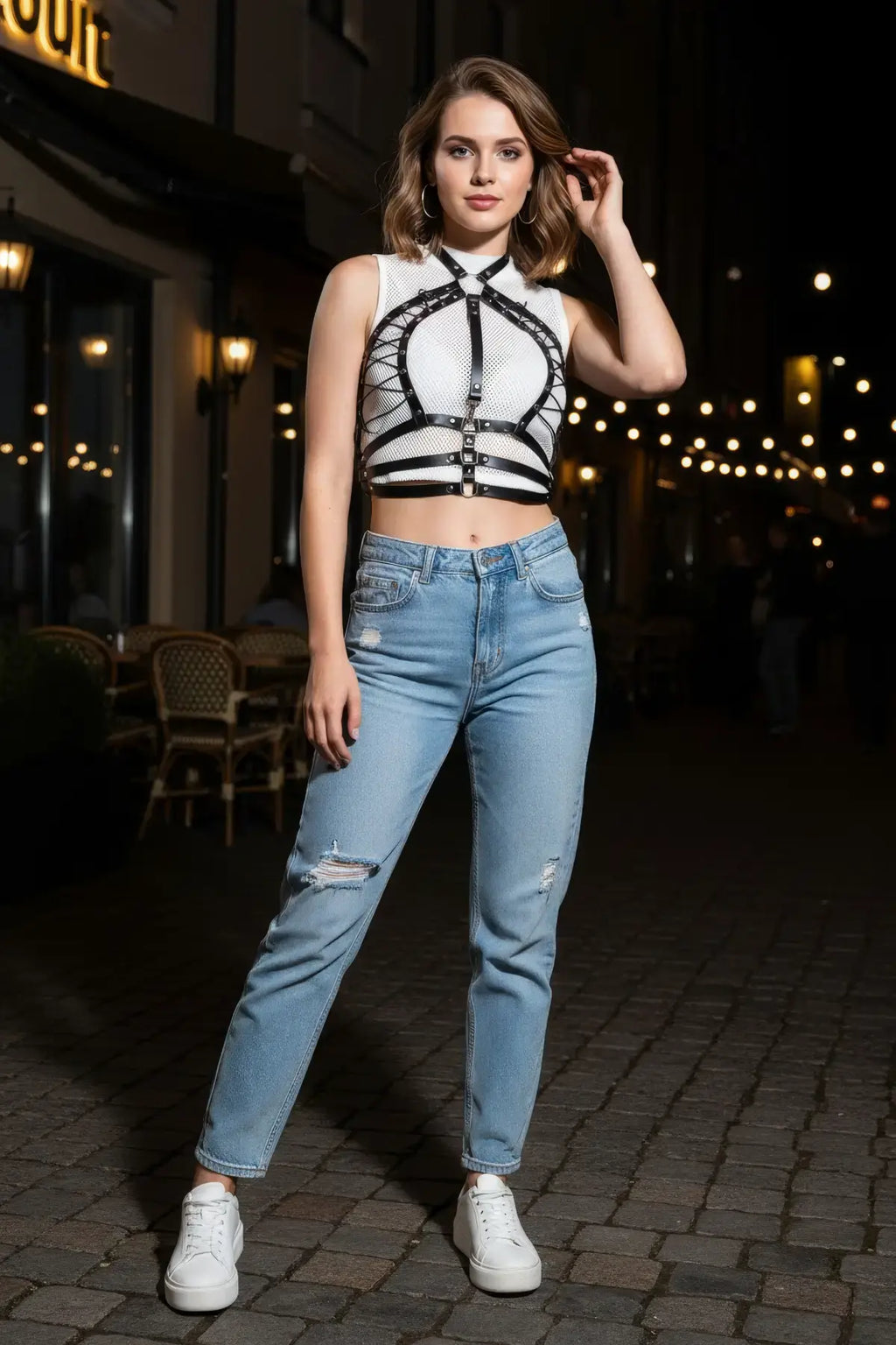 Adjustable Lace-Up Corset Harness: Plus Size and Color Options