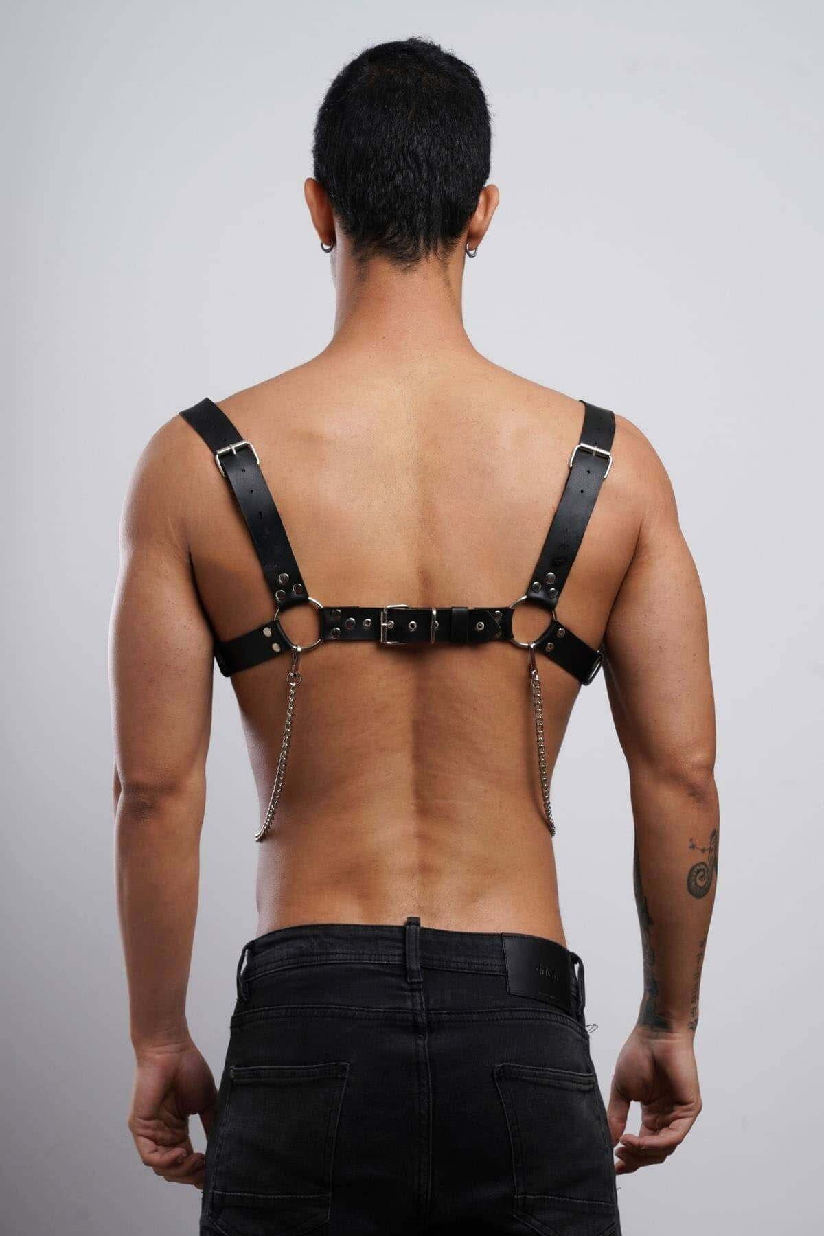 Adjustable Men’s Leather Chest Harness, Performance & Clubwear Body Accessory