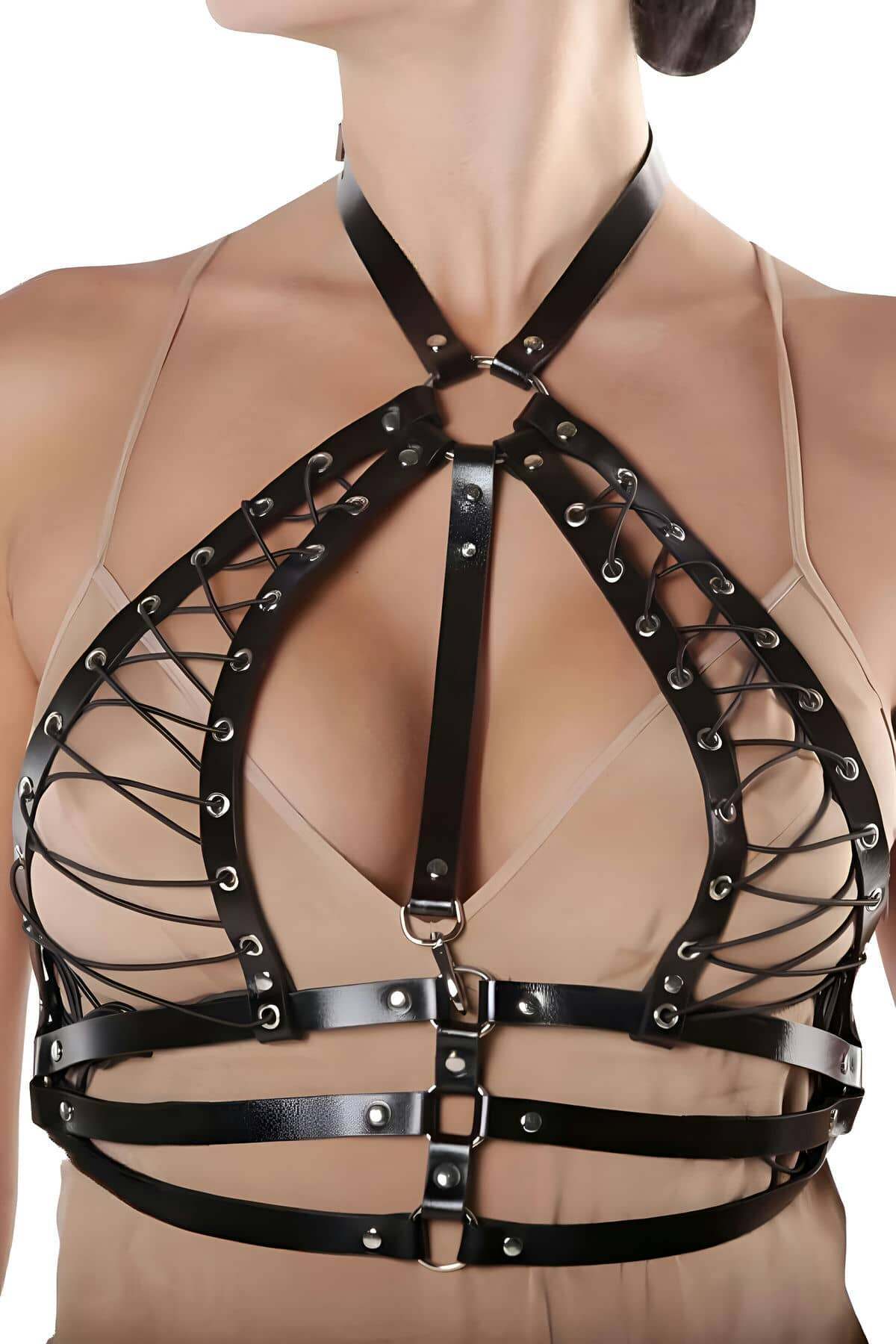 Adjustable Lace-Up Corset Harness: Plus Size and Color Options