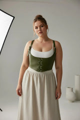 Shoulder-Suspended Underbust Corset Belt: Faux Leather, Plus Sizes