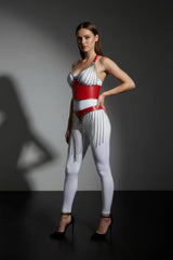 Chain Fringe Hip Belt & Underbust Chest Harness, Faux Leather Tassel Skirt, Festival Rave Wear