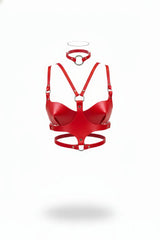 Open-Cup Bustier Top with Choker, Sculpted Chest Panel, Editorial Bustier, Plus Sizes Statement Underbust