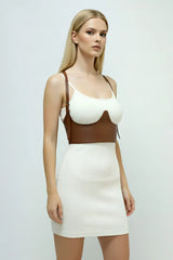 Adjustable Underbust Harness Top: Faux Leather Shoulder-Strap Corset Style