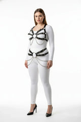 O-Ring Chain Harness & Waist Belt, Sculpted Chest Harness, Bustier Top with Straps, Plus Size