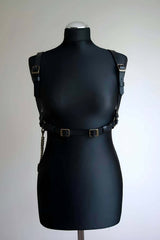 Chain-Detail Waist & Shoulder Harness: Faux Leather, Multi Sizes