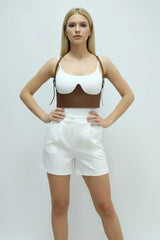 Adjustable Underbust Harness Top: Faux Leather Shoulder-Strap Corset Style