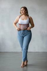 Five-Row Underbust Corset Harness With Chain Fringe: Faux Leather, Adjustable Straps