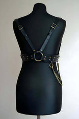 Chain-Detail Waist & Shoulder Harness: Faux Leather, Multi Sizes