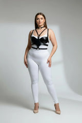 Open-Cup Bustier Top with Choker, Sculpted Chest Panel, Editorial Bustier, Plus Sizes Statement Underbust