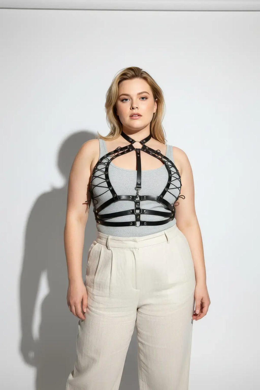 Adjustable Lace-Up Corset Harness: Plus Size and Color Options
