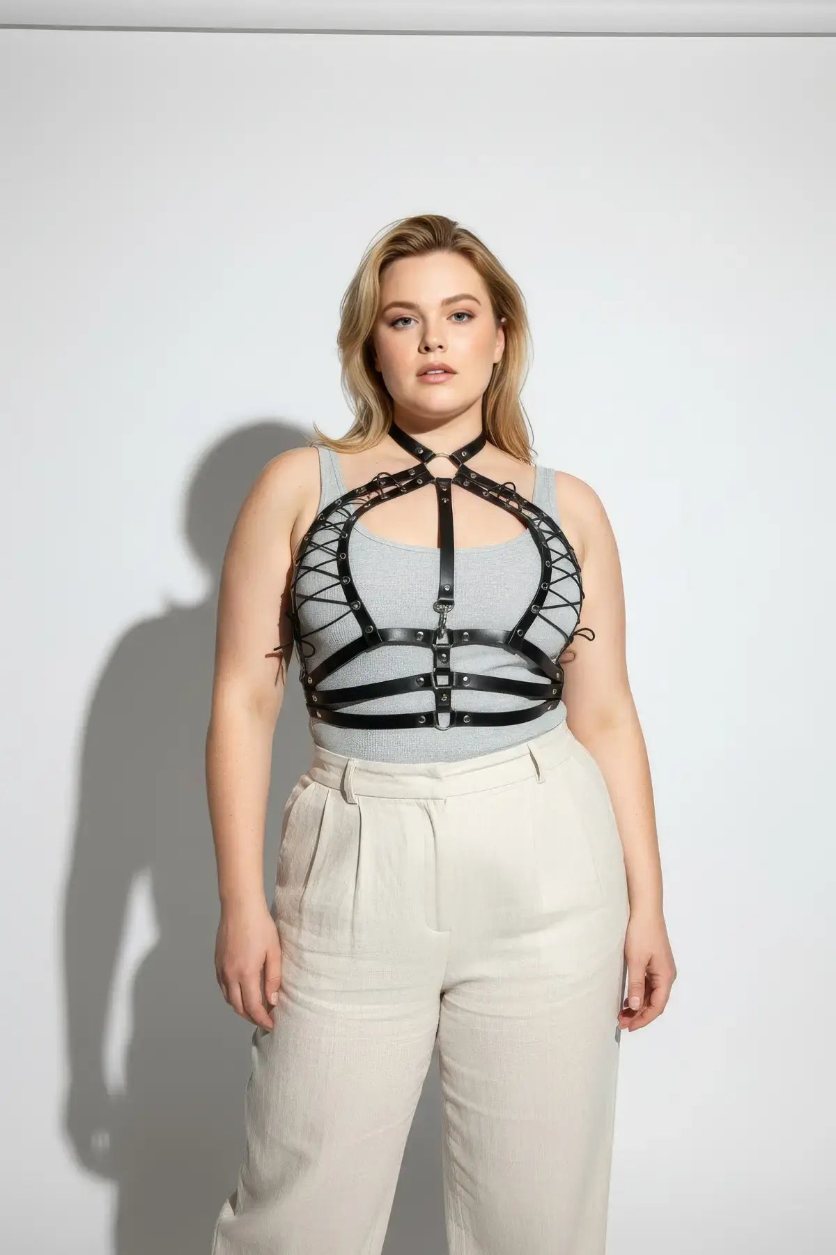 Adjustable Lace-Up Corset Harness: Plus Size and Color Options