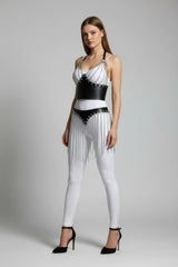 Chain Fringe Hip Belt & Underbust Chest Harness, Faux Leather Tassel Skirt, Festival Rave Wear
