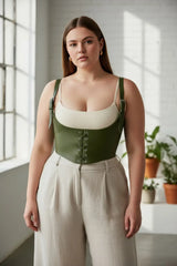 Shoulder-Suspended Underbust Corset Belt: Faux Leather, Plus Sizes
