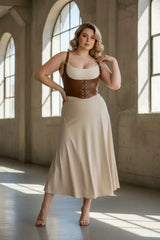 Shoulder-Suspended Underbust Corset Belt: Faux Leather, Plus Sizes