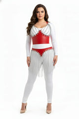 Chain Fringe Hip Belt & Underbust Chest Harness, Faux Leather Tassel Skirt, Festival Rave Wear