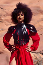 Adjustable Leather Chest & Shoulder Harness, Noir Cage Corset Top