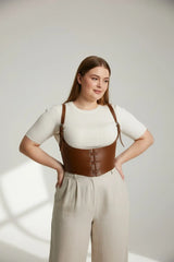 Shoulder-Suspended Underbust Corset Belt: Faux Leather, Plus Sizes